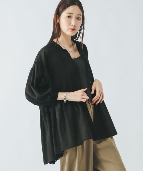 GLOBAL WORK（グローバルワーク）の「エアリーリラックスペプラム/287479（シャツ/ブラウス・レディース・ブルー/ピンク系その他6/ブラック/パープル系その他7/ホワイト・LARGE/MEDIUM）」の3枚目の写真