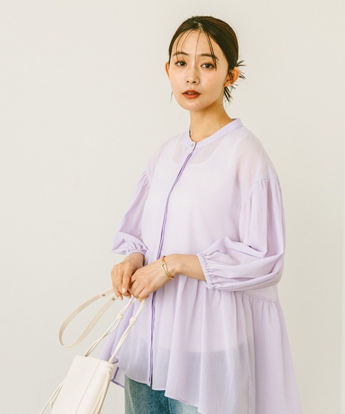 GLOBAL WORK（グローバルワーク）の「エアリーリラックスペプラム/287479（シャツ/ブラウス・レディース・ブルー/ピンク系その他6/ブラック/パープル系その他7/ホワイト・LARGE/MEDIUM）」の6枚目の写真