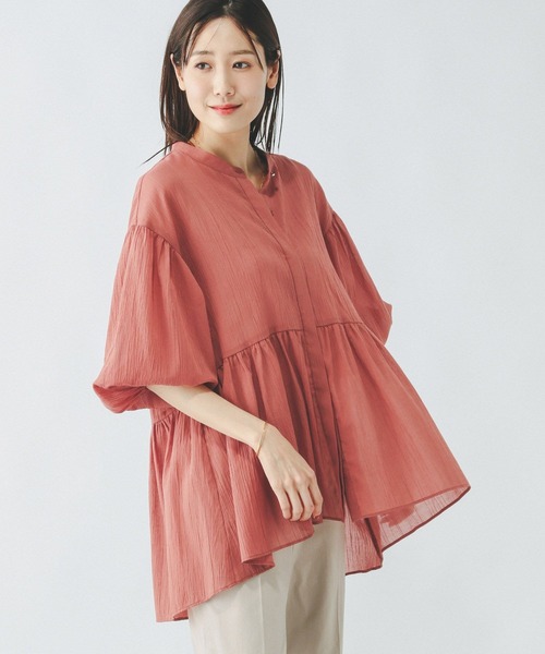 GLOBAL WORK（グローバルワーク）の「エアリーリラックスペプラム/287479（シャツ/ブラウス・レディース・ブルー/ピンク系その他6/ブラック/パープル系その他7/ホワイト・LARGE/MEDIUM）」の21枚目の写真