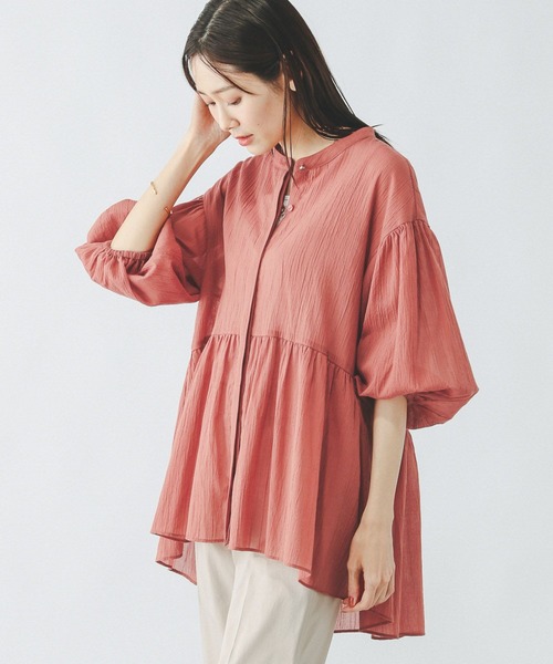 GLOBAL WORK（グローバルワーク）の「エアリーリラックスペプラム/287479（シャツ/ブラウス・レディース・ブルー/ピンク系その他6/ブラック/パープル系その他7/ホワイト・LARGE/MEDIUM）」の20枚目の写真