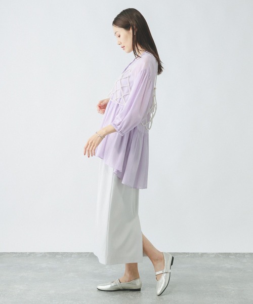 GLOBAL WORK（グローバルワーク）の「エアリーリラックスペプラム/287479（シャツ/ブラウス・レディース・ブルー/ピンク系その他6/ブラック/パープル系その他7/ホワイト・LARGE/MEDIUM）」の14枚目の写真