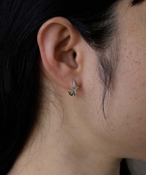silver925】4pointed starPierce/四芒星フープピアス（ピアス