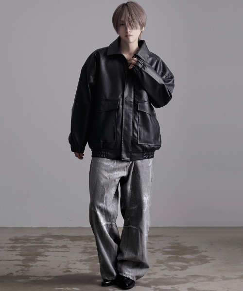 SILVER BULLET(シルバーバレット)の「『SILVER BULLET SELECT AP/シルバーバレットセレクト』PUベジタブル加工A-2ブルゾン【gb】(ブルゾン・メンズ・ブラック/ブラウン・L/M/S)」の16枚目の写真