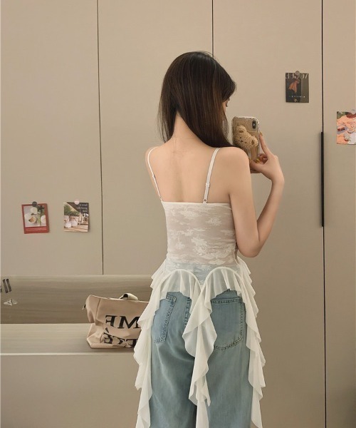 almo（アルモ）の「グランジフリルキャミソール(BQ)（キャミソール・レディース・ホワイト/ブラック・FREE）」の12枚目の写真