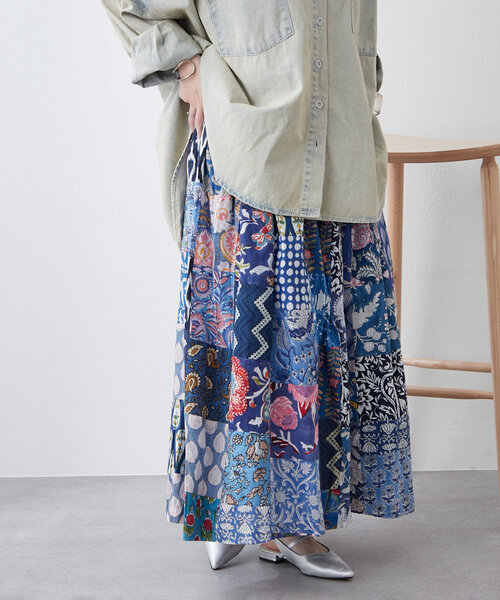 【本日限定価格!!】美品　nest Robe　パッチワークAssortスカート ネストローブ nest Robe パッチワークASSORTスカート