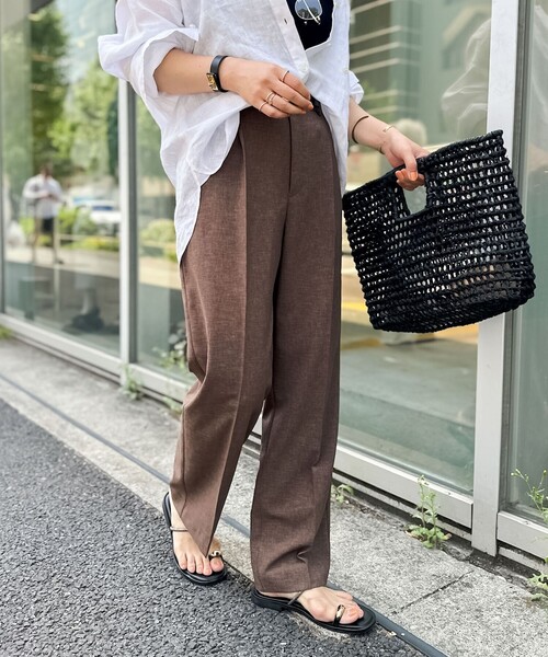 NOLLEY’S（ノーリーズ）の「【PR林☆別注カラーあり】ウォッシャブルツイルストレッチ愛されワイドパンツ（その他パンツ・レディース・キナリ/オリーブ/チャコールグレー/ベージュ/ブラウン/ピンク/ブラック・34/36/38/40）」の4枚目の写真