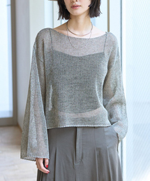 Rouge vif | シアーメッシュペーパーニットプルオーバー(ニット/セーター)