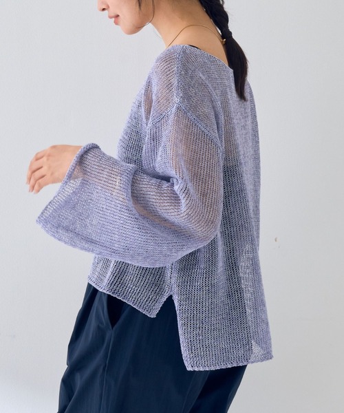 Rouge vif(ルージュヴィフ)の「シアーメッシュペーパーニットプルオーバー(ニット/セーター・レディース・ベージュ/グレー/ブルー/ダークベージュ/パープル・フリー)」の5枚目の写真