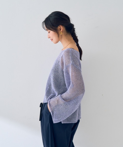 Rouge vif(ルージュヴィフ)の「シアーメッシュペーパーニットプルオーバー(ニット/セーター・レディース・ベージュ/グレー/ブルー/ダークベージュ/パープル・フリー)」の8枚目の写真