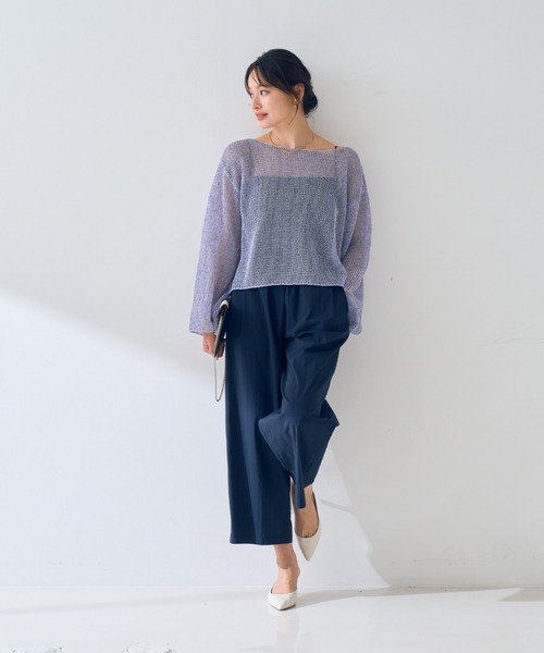 Rouge vif(ルージュヴィフ)の「シアーメッシュペーパーニットプルオーバー(ニット/セーター・レディース・ベージュ/グレー/ブルー/ダークベージュ/パープル・フリー)」の19枚目の写真