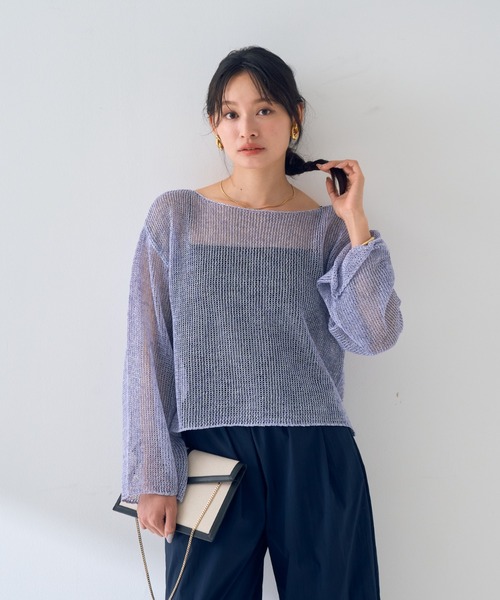 Rouge vif(ルージュヴィフ)の「シアーメッシュペーパーニットプルオーバー(ニット/セーター・レディース・ベージュ/グレー/ブルー/ダークベージュ/パープル・フリー)」の11枚目の写真