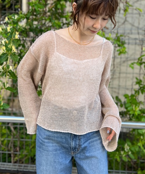 Rouge vif(ルージュヴィフ)の「シアーメッシュペーパーニットプルオーバー(ニット/セーター・レディース・ベージュ/グレー/ブルー/ダークベージュ/パープル・フリー)」の12枚目の写真