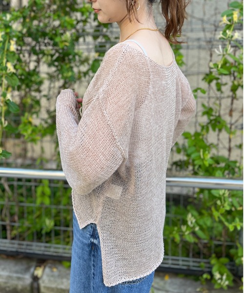 Rouge vif(ルージュヴィフ)の「シアーメッシュペーパーニットプルオーバー(ニット/セーター・レディース・ベージュ/グレー/ブルー/ダークベージュ/パープル・フリー)」の14枚目の写真