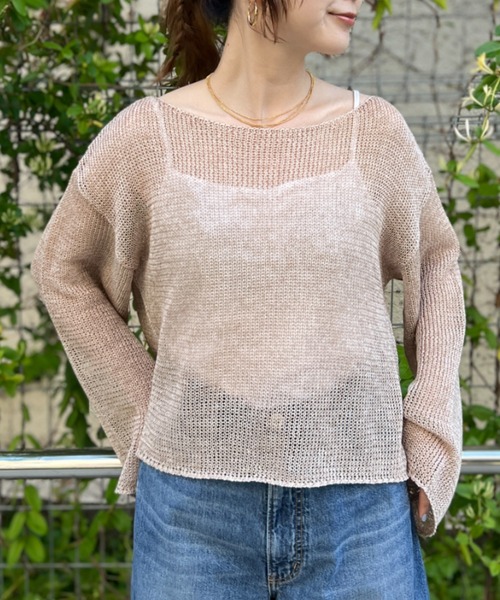 Rouge vif(ルージュヴィフ)の「シアーメッシュペーパーニットプルオーバー(ニット/セーター・レディース・ベージュ/グレー/ブルー/ダークベージュ/パープル・フリー)」の16枚目の写真