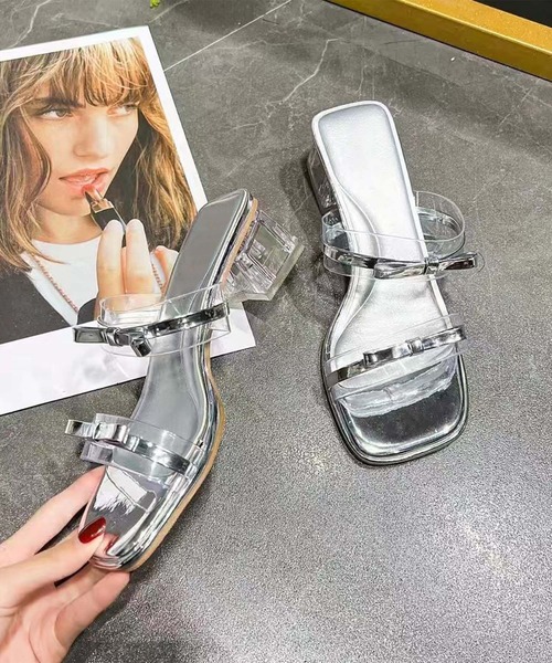 shoes365(シューズスリーシックスファイヴ)の「【shoes 365】クリアストラップスクエアトゥミュール (SS)(サンダル・レディース・オフホワイト/シルバー・24.5/25.0cm/24.0cm/23.5cm/23.0cm/22.5cm)」の7枚目の写真