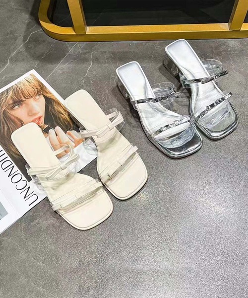 shoes365(シューズスリーシックスファイヴ)の「【shoes 365】クリアストラップスクエアトゥミュール (SS)(サンダル・レディース・オフホワイト/シルバー・24.5/25.0cm/24.0cm/23.5cm/23.0cm/22.5cm)」の8枚目の写真