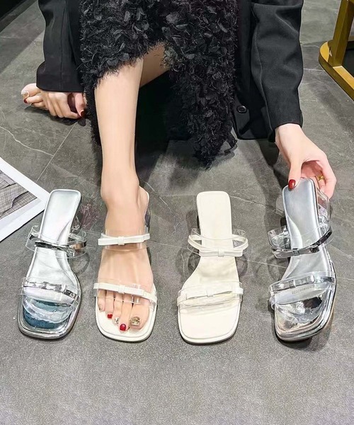 shoes365(シューズスリーシックスファイヴ)の「【shoes 365】クリアストラップスクエアトゥミュール (SS)(サンダル・レディース・オフホワイト/シルバー・24.5/25.0cm/24.0cm/23.5cm/23.0cm/22.5cm)」の6枚目の写真