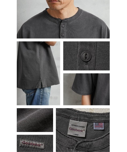 WAIPER.inc(ワイパーインク)の「Goodwear グッドウェア 2W7-15205 USAコットン S/S ガーメントダイ ヘンリーネック Tシャツ BIG(Tシャツ/カットソー・メンズ・チャコールグレー/ブルー系その他/ブルー系その他2・S/L/M/XL)」の7枚目の写真
