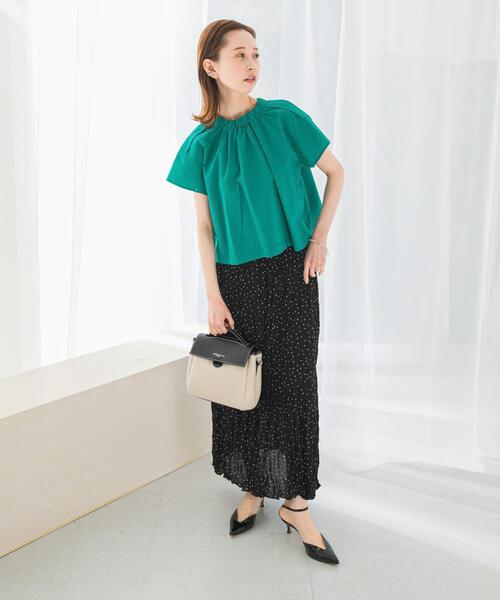 URBAN RESEARCH ROSSO WOMEN（アーバンリサーチ　ロッソ）の「シアサッカーショートギャザーブラウス（シャツ/ブラウス・レディース・ブラック/グリーン/ホワイト・FREE）」の19枚目の写真