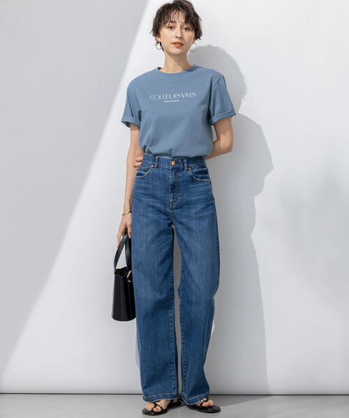 23区 L（ニジュウサンクオオキイサイズ）の「【洗える】ボタニカル カラー Tシャツ（Tシャツ/カットソー・レディース・ダルブルー系/ダークブラウン系/イエロー系/ローズ系/ホワイト系/ライラック系・44/46/48）」の8枚目の写真