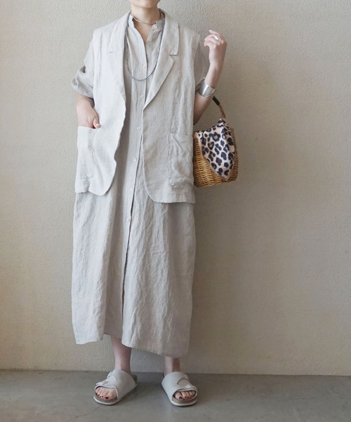 JOURNAL STANDARD LUXE(ジャーナルスタンダード ラックス)の「ソフトリネンシャツワンピース(ワンピース・レディース・ブラック/アイボリー・FREE)」の13枚目の写真