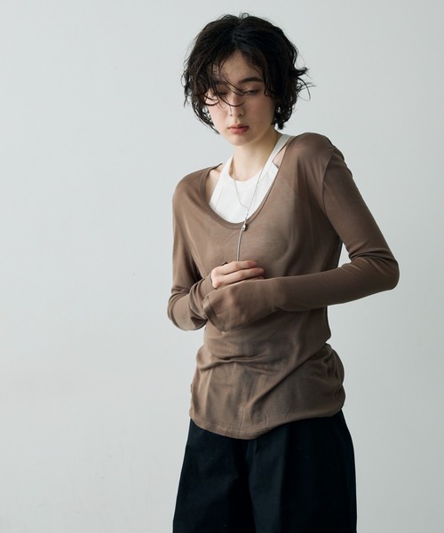 tシャツ Hug Silk ラウンドネックプルオーバー レディース Hug Silk ラウンドネックプルオーバー (トップス / Tシャツ