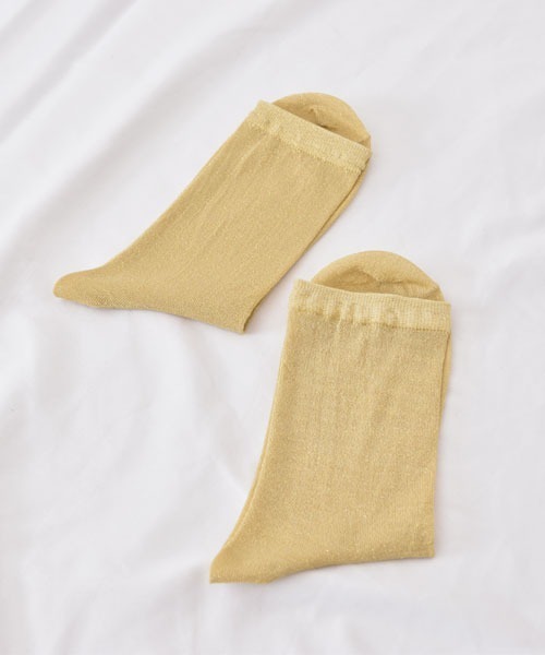 TONE SELECT GOODS（トーンセレクトグッズ）の「【float】ラメ グリッター デザイン ミドル丈 ソックス【10色展開】（ソックス/靴下・レディース・ベージュ/ネイビー/パープル/イエロー/ゴールド/グリーン/ピンク/ブラック/グレー/アッシュブラウン・FREE）」の13枚目の写真