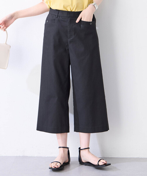 【MARIEBELLE JEAN】リネンストレッチクロップドパンツ　春夏 夏新作 綿麻 パンツ クロップドパンツ 9分丈 リネン イージー