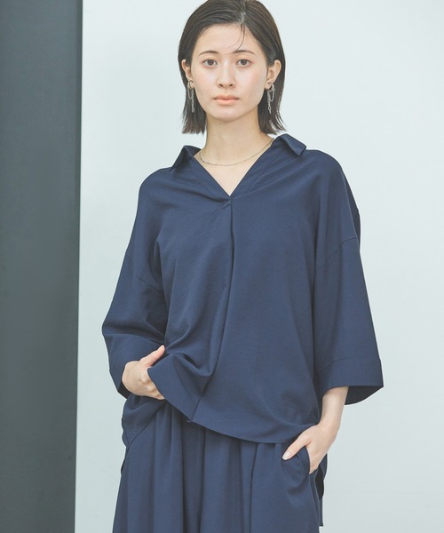 LAKOLE(ラコレ)の「【セットアップ対応・多機能付き】サップ抜け襟シャツ / 570736(シャツ/ブラウス・レディース・テラコッタ/ネイビー/ライトベージュ/チャコールグレー・FREE)」の4枚目の写真