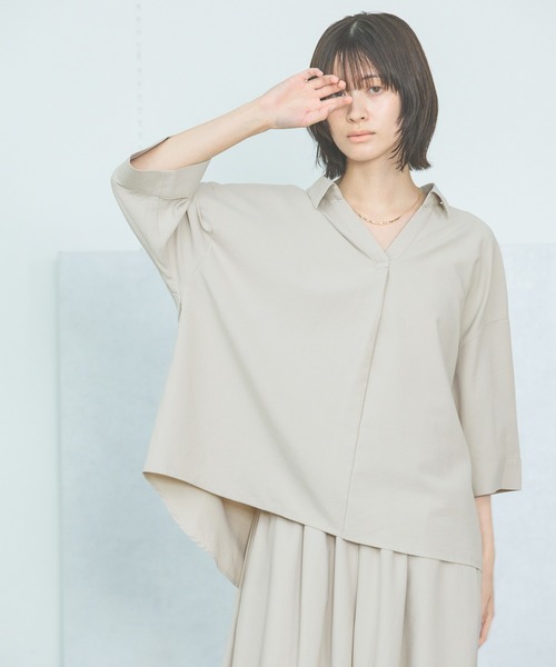 LAKOLE(ラコレ)の「【セットアップ対応・多機能付き】サップ抜け襟シャツ / 570736(シャツ/ブラウス・レディース・テラコッタ/ネイビー/ライトベージュ/チャコールグレー・FREE)」の3枚目の写真