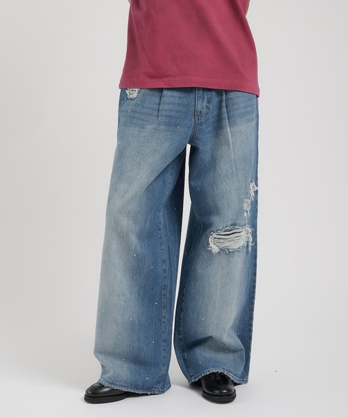 Perushu ジーンズ SILVER STUDDED RIGID DENIM/シルバースタッズ