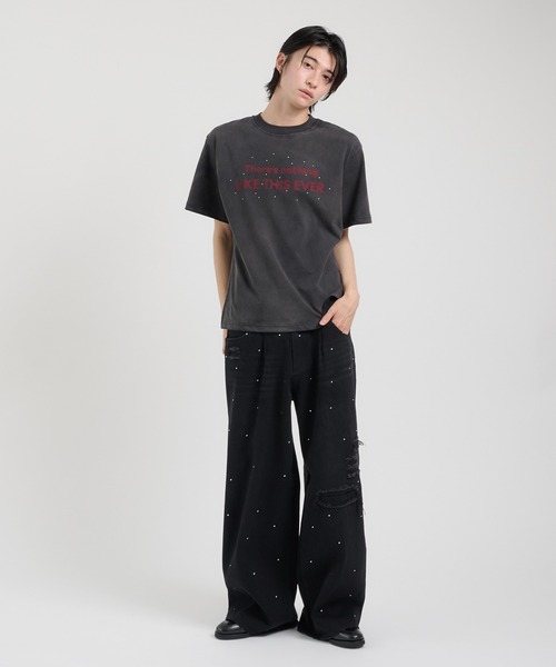 Perushu(ペルーシュ)スタッズ付きリジットデニム SILVER STUDDED RIGID DENIM/シルバースタッズリジットデニム