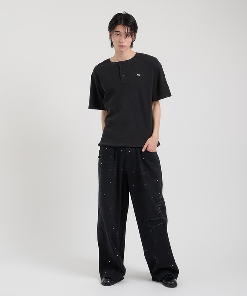 Perushu (ペルーシュ)スタッズ付きブラックデニムリジットデニム new collection‼︎ 4/24 21:00〜 □silver studs rigid denim👖