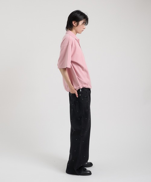 Perushu（ペルーシュ）の「クラッシュスタッズワイドルーズパンツ（デニムパンツ・メンズ・インディゴブルー/パープル/ブラック・LARGE/SMALL/MEDIUM）」の17枚目の写真