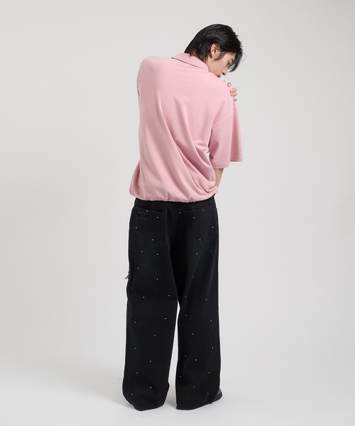 Perushu（ペルーシュ）の「クラッシュスタッズワイドルーズパンツ（デニムパンツ・メンズ・インディゴブルー/パープル/ブラック・LARGE/SMALL/MEDIUM）」の18枚目の写真