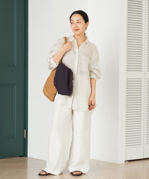 プラージュ Plage PURE RAMIE SHEER シャツ （ブラウン