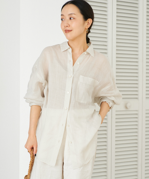 plage（プラージュ）の「PURE RAMIE SHEER シャツ（シャツ/ブラウス・レディース・ブラウン/ピンク/ブラック/アイボリー・FREE）」の16枚目の写真