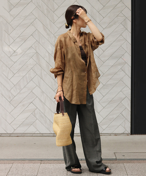 plage（プラージュ）の「PURE RAMIE SHEER シャツ（シャツ/ブラウス・レディース・ブラウン/ピンク/ブラック/アイボリー・FREE）」の20枚目の写真
