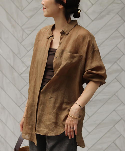 plage（プラージュ）の「PURE RAMIE SHEER シャツ（シャツ/ブラウス・レディース・ブラウン/ピンク/ブラック/アイボリー・FREE）」の21枚目の写真