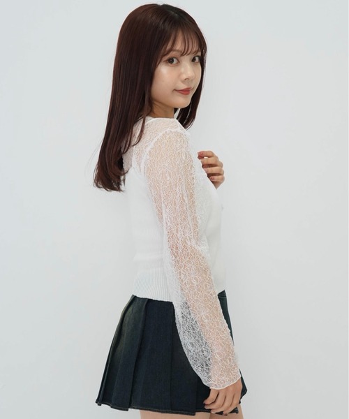 Enewd nina(エニュードニーナ)の「【zozo限定】シアー ロングT ローゲージ編み ニット 透けトップス(ニット/セーター・レディース・ホワイト/ブラック・FREE)」の11枚目の写真