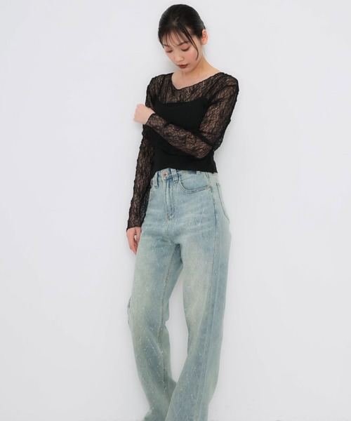 Enewd nina(エニュードニーナ)の「【zozo限定】シアー ロングT ローゲージ編み ニット 透けトップス(ニット/セーター・レディース・ホワイト/ブラック・FREE)」の22枚目の写真