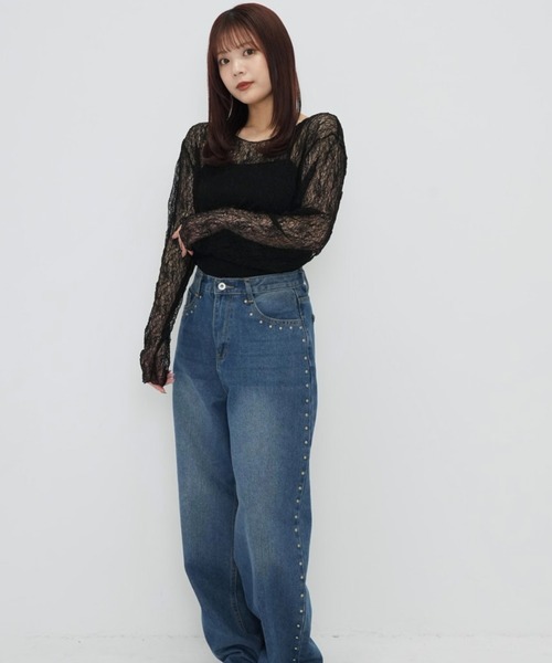 Enewd nina(エニュードニーナ)の「【zozo限定】シアー ロングT ローゲージ編み ニット 透けトップス(ニット/セーター・レディース・ホワイト/ブラック・FREE)」の18枚目の写真