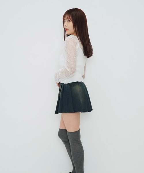 Enewd nina(エニュードニーナ)の「【zozo限定】シアー ロングT ローゲージ編み ニット 透けトップス(ニット/セーター・レディース・ホワイト/ブラック・FREE)」の5枚目の写真