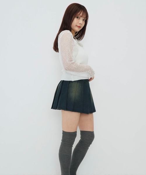 Enewd nina(エニュードニーナ)の「【zozo限定】シアー ロングT ローゲージ編み ニット 透けトップス(ニット/セーター・レディース・ホワイト/ブラック・FREE)」の4枚目の写真