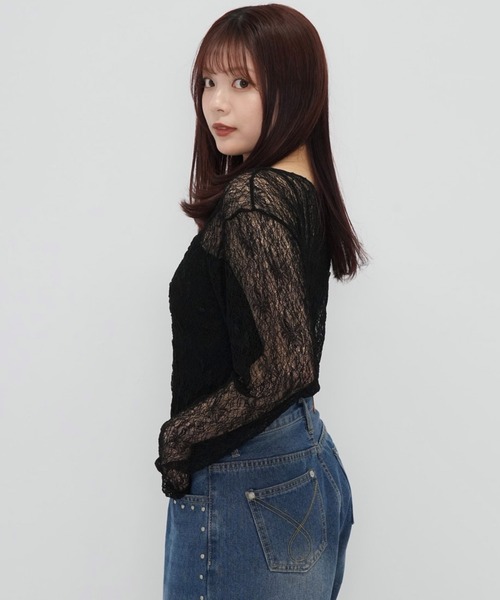 Enewd nina(エニュードニーナ)の「【zozo限定】シアー ロングT ローゲージ編み ニット 透けトップス(ニット/セーター・レディース・ホワイト/ブラック・FREE)」の20枚目の写真