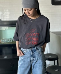 【UNISEX】 ミックスロゴプリントオーバーサイズ 半端袖Tシャツ