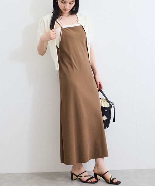 VIS（ビス）の「バイヤス仕立てナローキャミワンピース（ワンピース・レディース・チャコールグレー/ブラウン・FREE）」の3枚目の写真