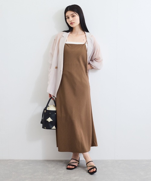 VIS（ビス）の「バイヤス仕立てナローキャミワンピース（ワンピース・レディース・チャコールグレー/ブラウン・FREE）」の5枚目の写真