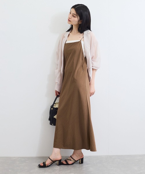 VIS（ビス）の「バイヤス仕立てナローキャミワンピース（ワンピース・レディース・チャコールグレー/ブラウン・FREE）」の6枚目の写真