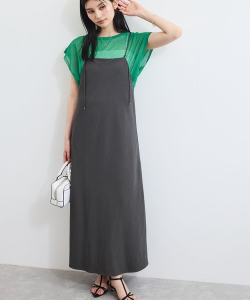 VIS（ビス）の「バイヤス仕立てナローキャミワンピース（ワンピース・レディース・チャコールグレー/ブラウン・FREE）」の9枚目の写真